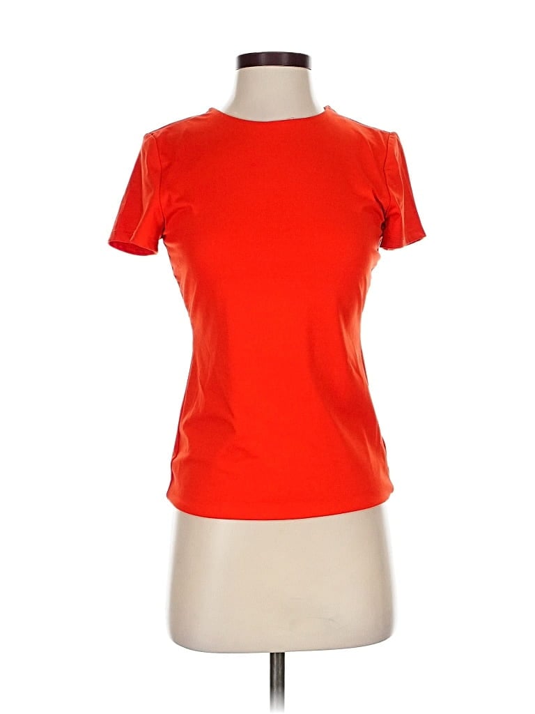 Pre-owned Halogen Short Sleeve Top Red Crew Neck Tops