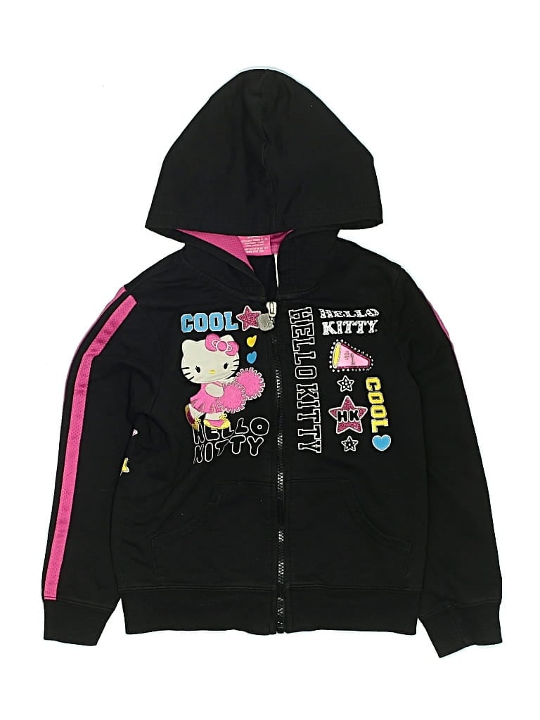Pre-owned Hello Kitty Kids' Zip Up Hoodie In Black