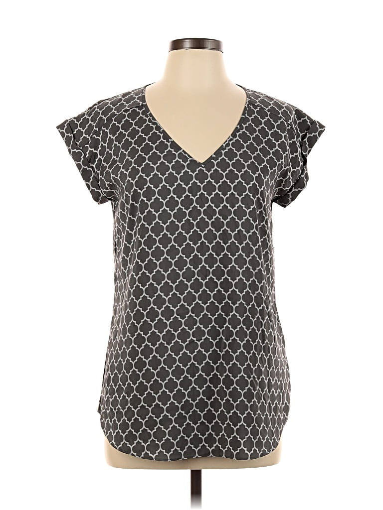 Pre-owned Express Short Sleeve Top Gray V Neck Tops