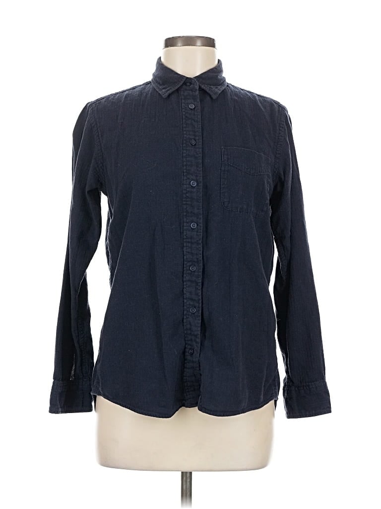 Pre-owned Uniqlo Long Sleeve Button Down Shirt In Blue