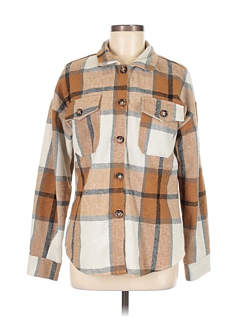 Pre-owned Unbranded Long Sleeve Button Down Shirt In Brown