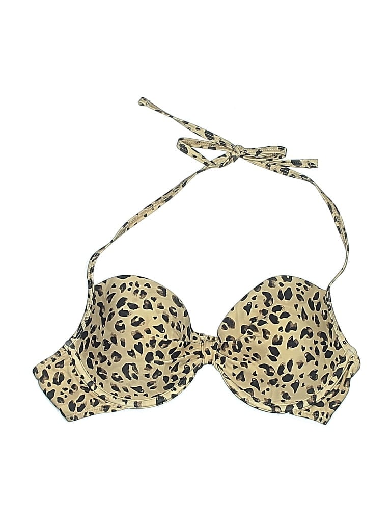 Pre-owned Unbranded Swimsuit Top Gold Animal Print Pattern Swimwear