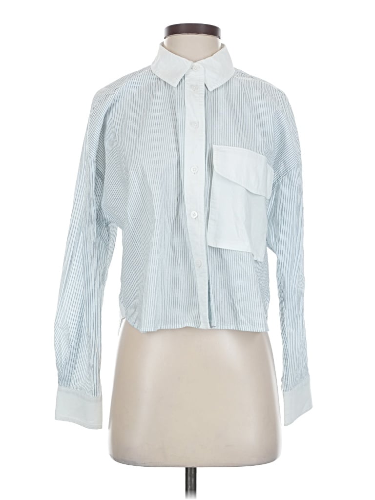 Pre-owned Madewell Long Sleeve Blouse In Blue