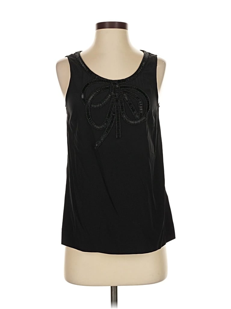 Pre-owned J.crew Collection Sleeveless Silk Top Black Keyhole Neckline Tops