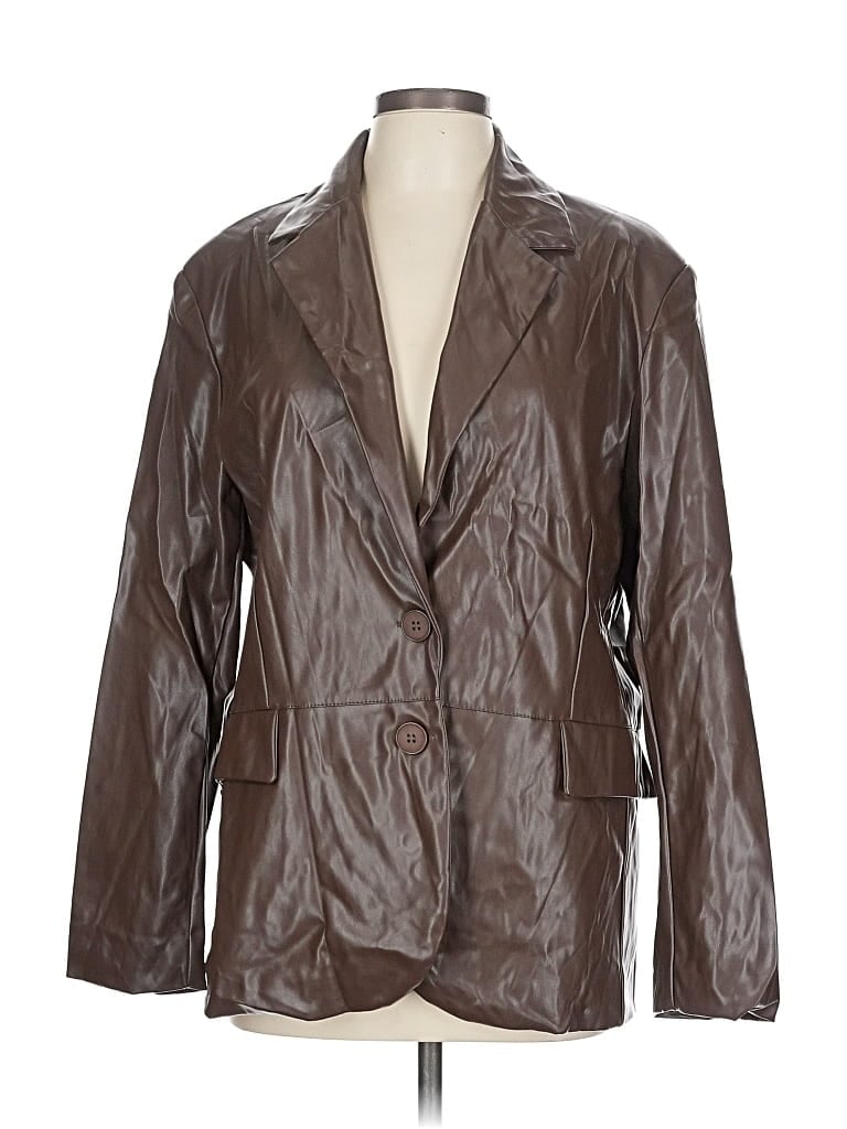 Pre-owned Shein Blazer Jacket In Brown