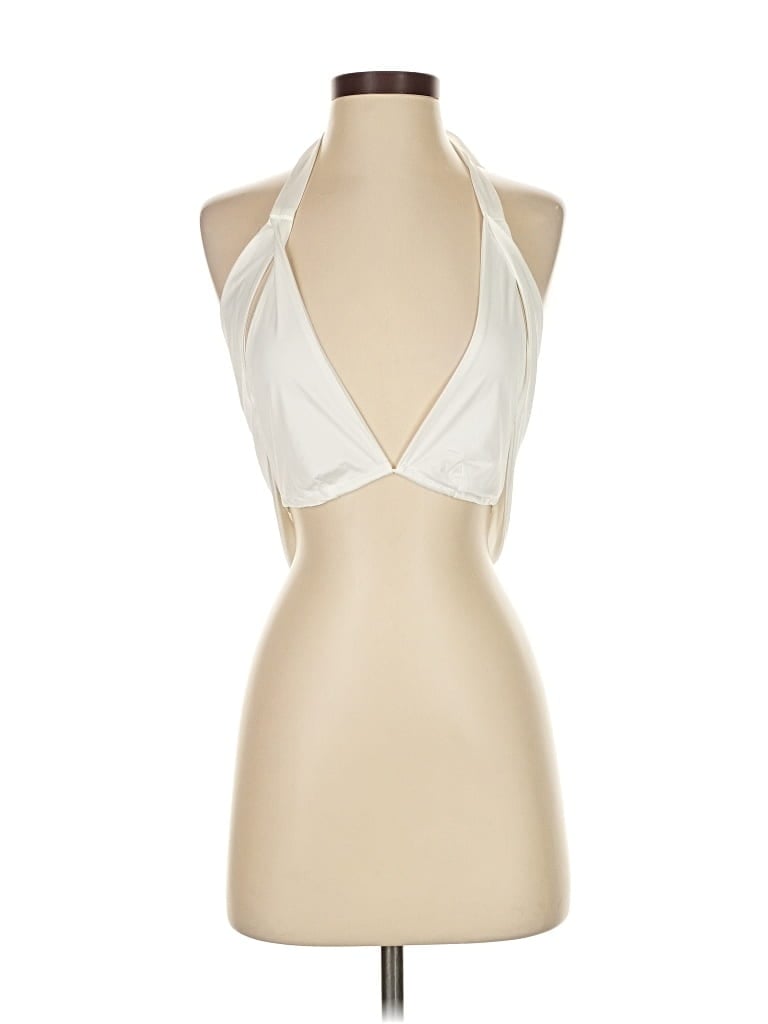 Pre-owned Edikted Halter Top Ivory Halter Neckline Tops In White