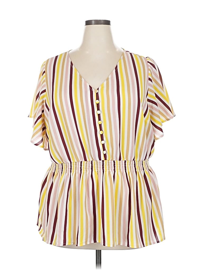 Pre-owned Lane Bryant Short Sleeve Blouse In Yellow