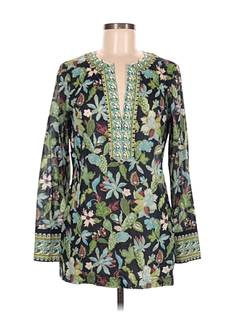 Pre-owned Tory Burch Long Sleeve Blouse In Green