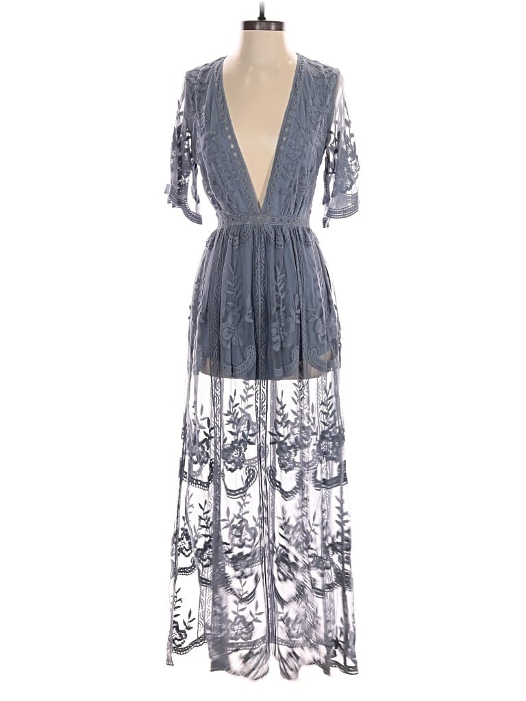 Pre-owned Honey Punch Romper In Blue