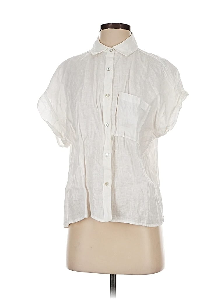 Pre-owned Elie Tahari Short Sleeve Blouse In White