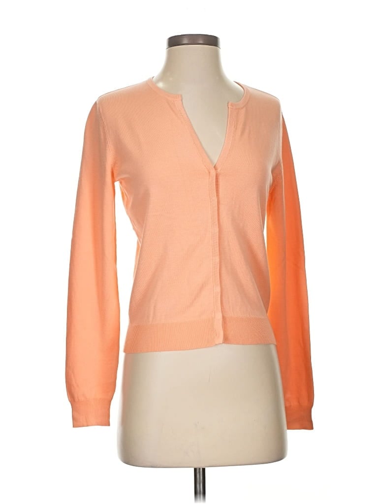 MODA INTERNATIONAL Pre-owned Silk Cardigan Sweater In Orange