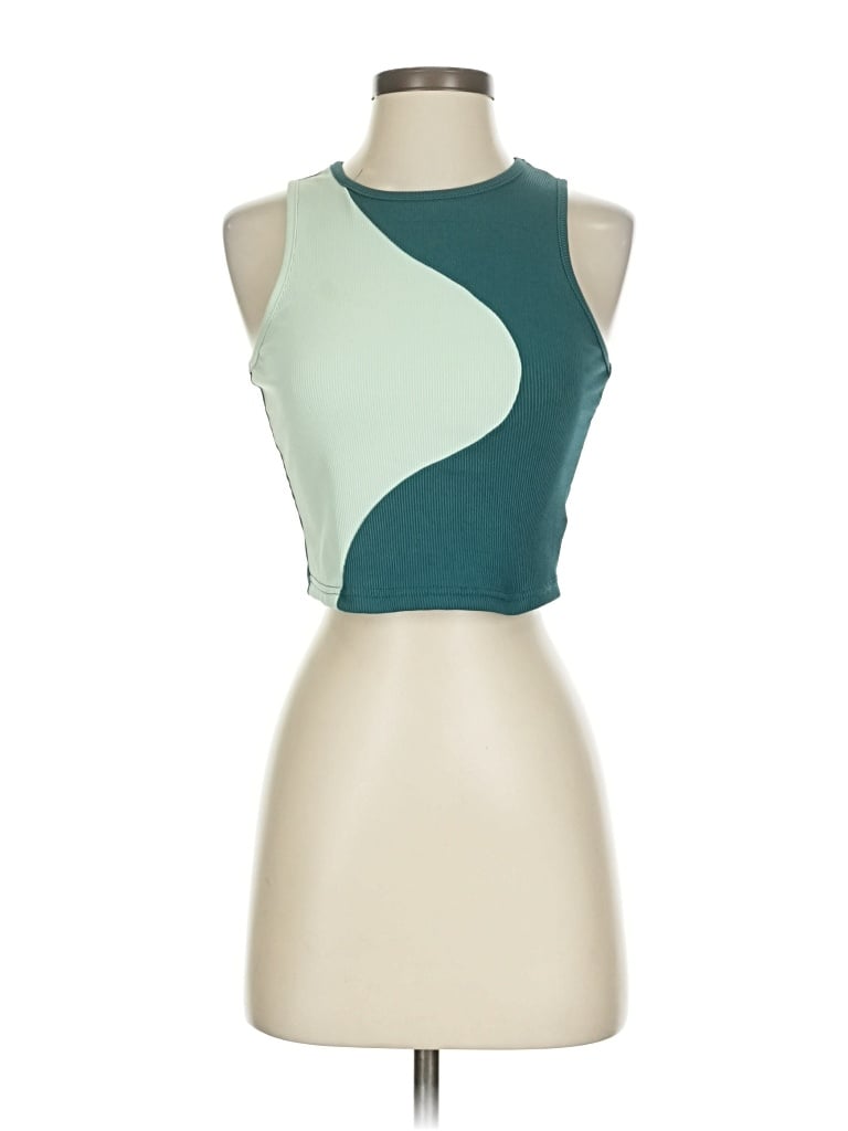 Pre-owned Shein Tank Top Teal Halter Neckline Tops In Blue