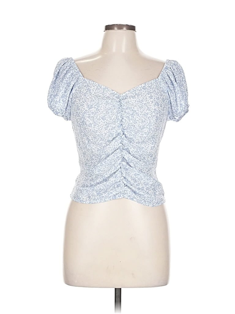 SIENNA SKY Pre-owned Short Sleeve Top Blue Sweetheart Neckline Tops