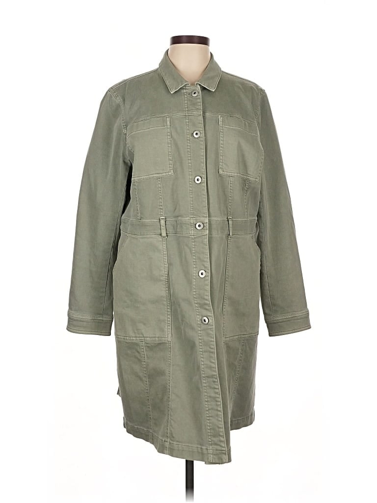 Pre-owned Jjill Trenchcoat In Green
