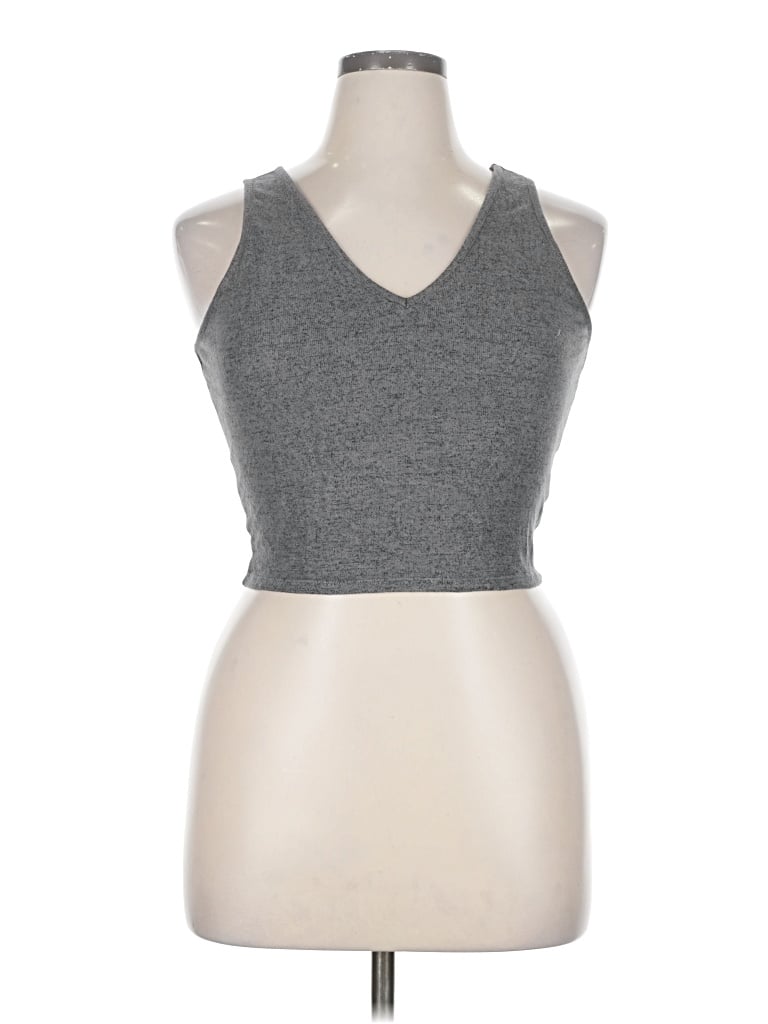 Pre-owned Open Edit Tank Top Gray Halter Neckline Tops