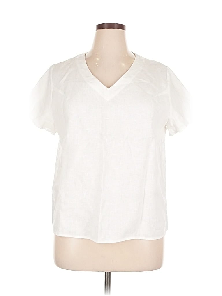 Pre-owned Lintico Short Sleeve Blouse In White