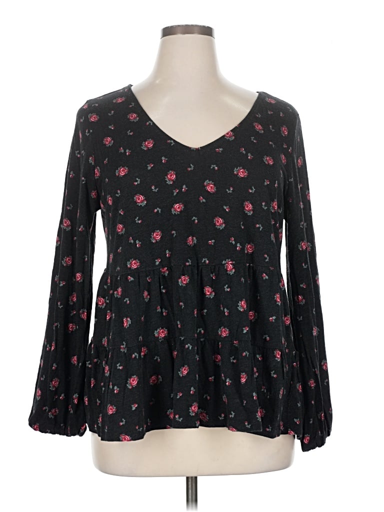 Pre-owned Torrid Long Sleeve Blouse In Black
