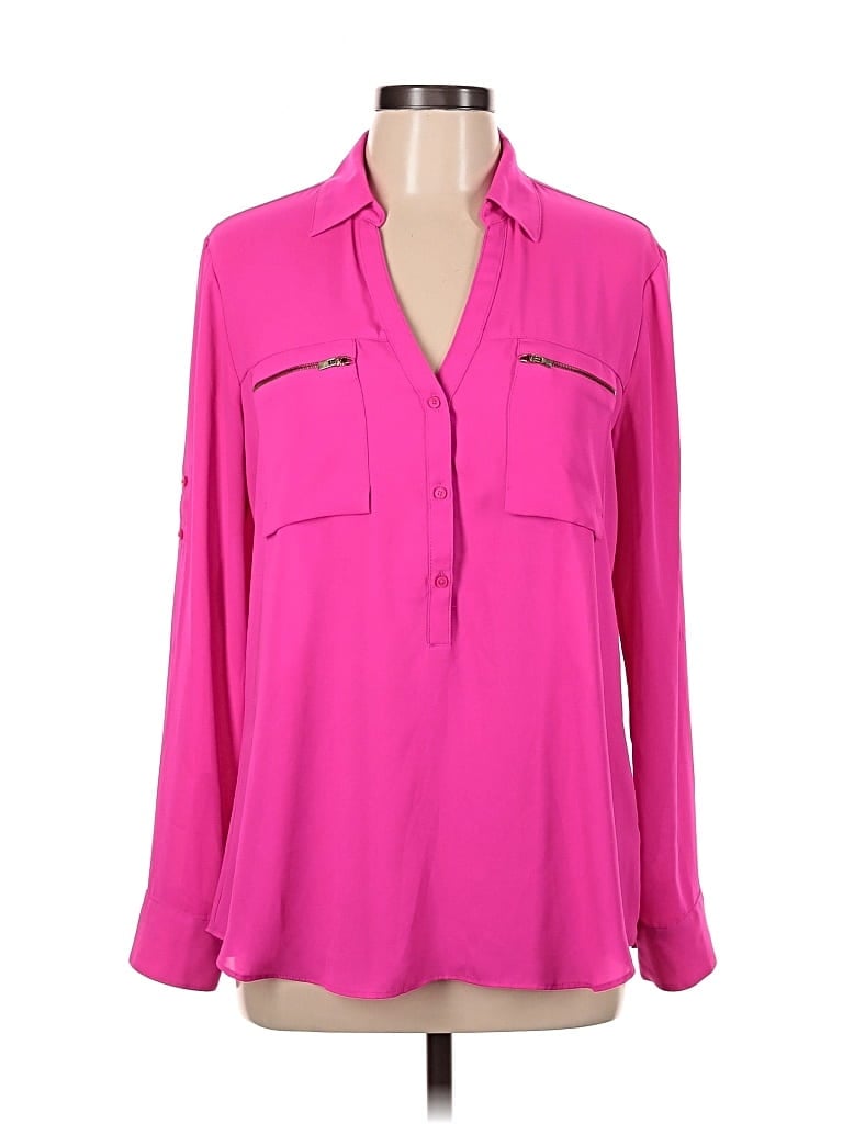 Pre-owned Express Outlet Long Sleeve Blouse In Pink