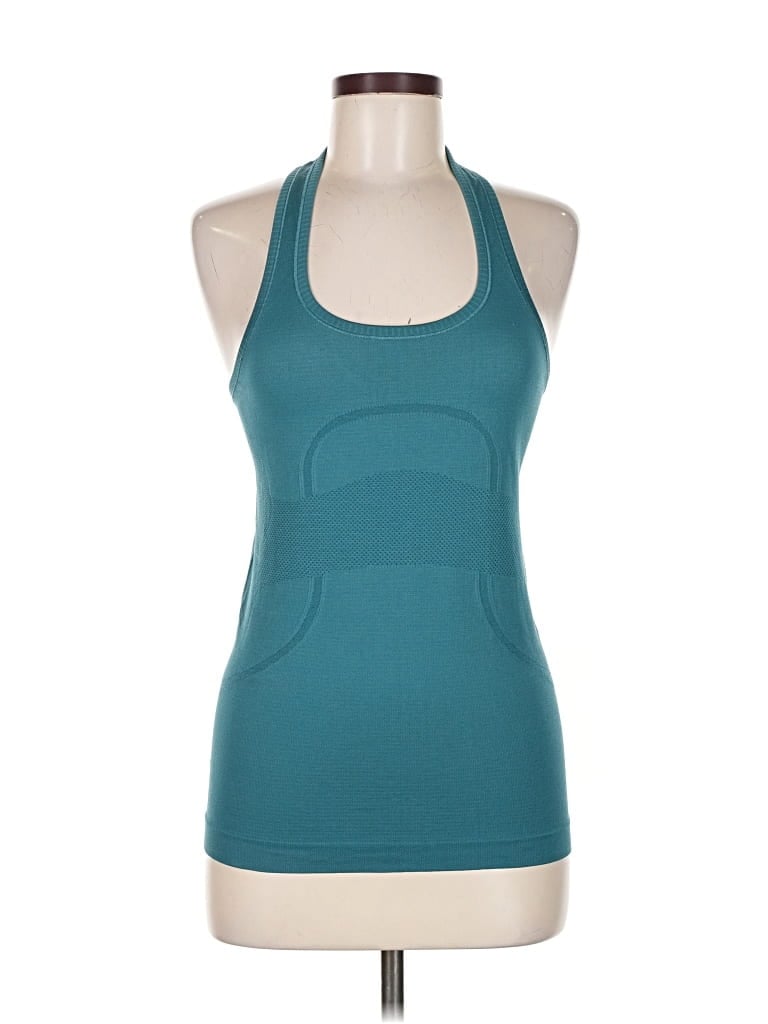 Pre-owned Lululemon Athletica Tank Top Teal Halter Neckline Tops In Blue