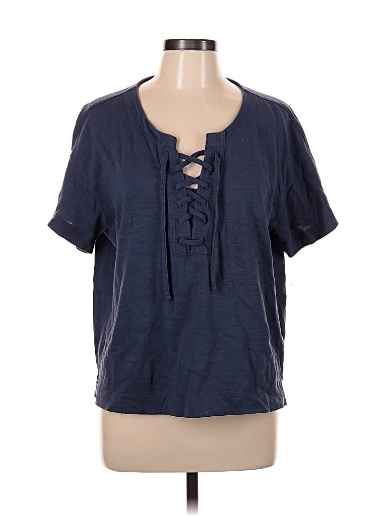 Pre-owned Old Navy Short Sleeve Top Blue Keyhole Neckline Tops