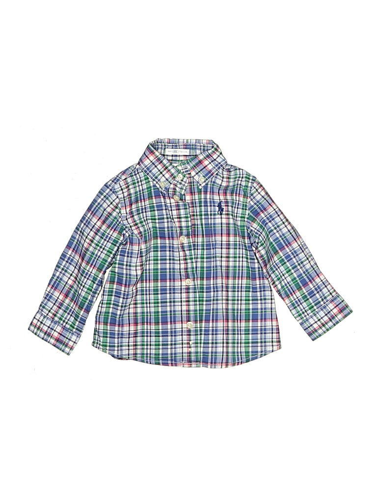 Pre-owned Ralph Lauren Babies' Long Sleeve Button Down Shirt In Green