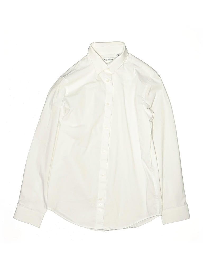 CALVIN KLEIN Pre-owned Kids' Long Sleeve Button Down Shirt In White