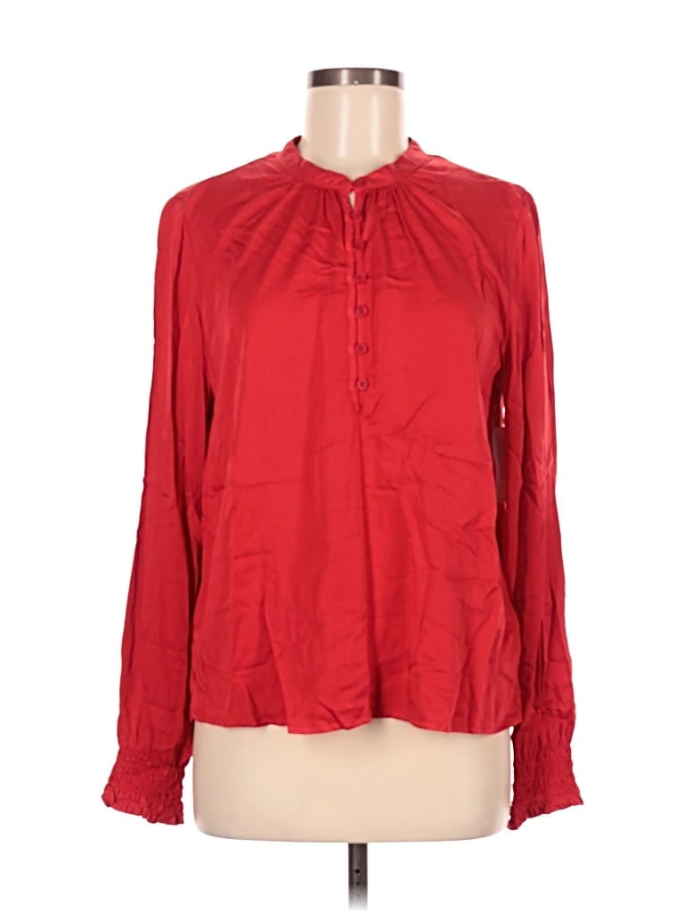 Pre-owned Cloth & Stone Long Sleeve Blouse In Red