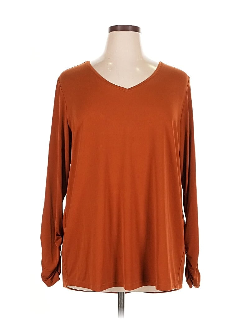 Pre-owned Susan Graver Long Sleeve T-shirt In Brown