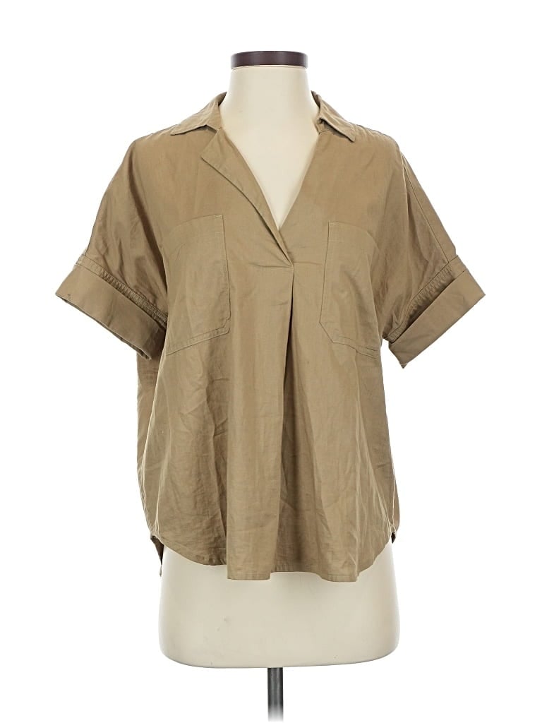Pre-owned Madewell Short Sleeve Blouse In Brown