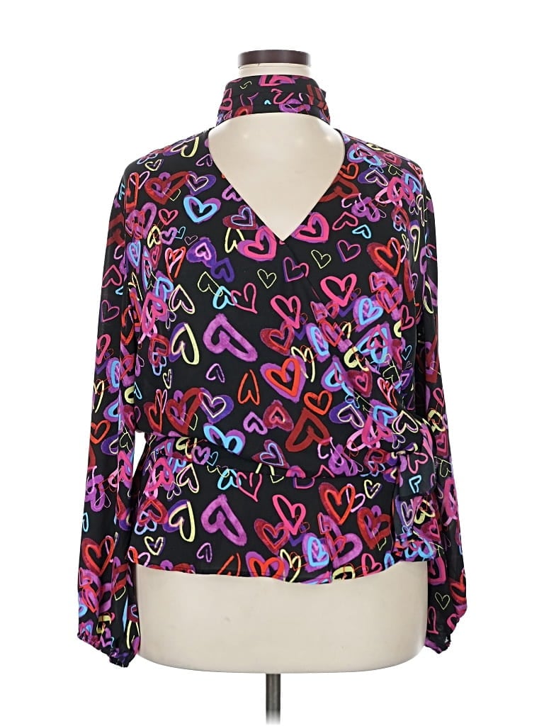 Pre-owned Xxi Long Sleeve Blouse In Black