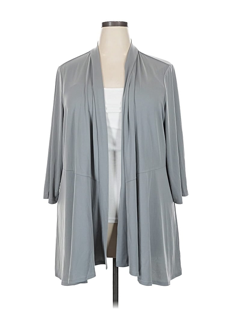 Pre-owned Susan Graver Cardigan Sweater In Gray