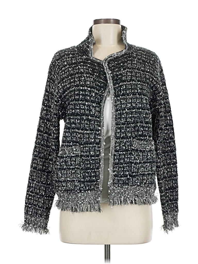 Pre-owned Sioni Long Sleeve Top Gray Mock Neckline Tops