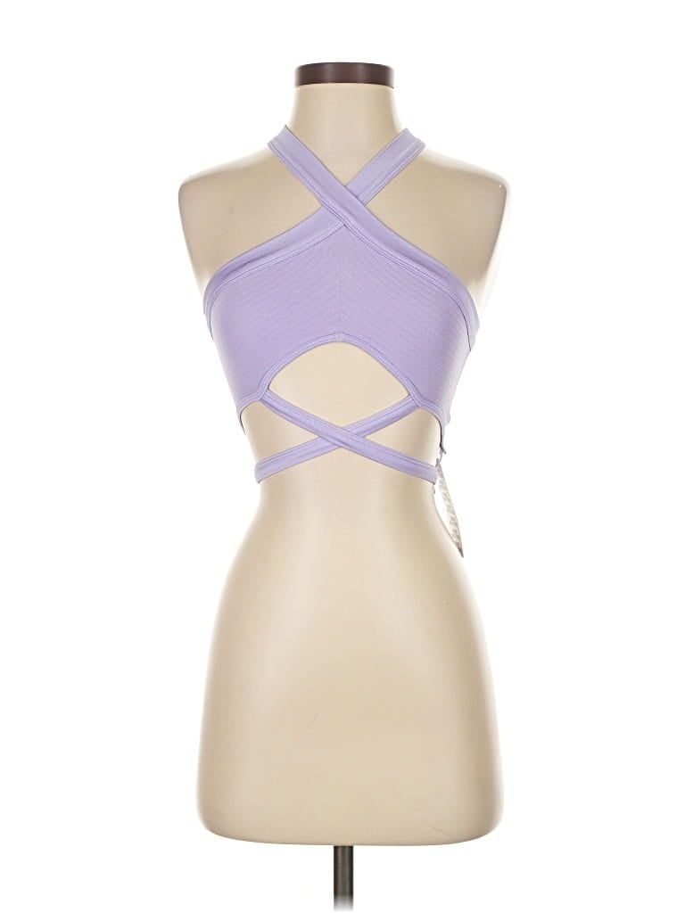 Out From Under Tank Top Purple Halter Neckline Tops