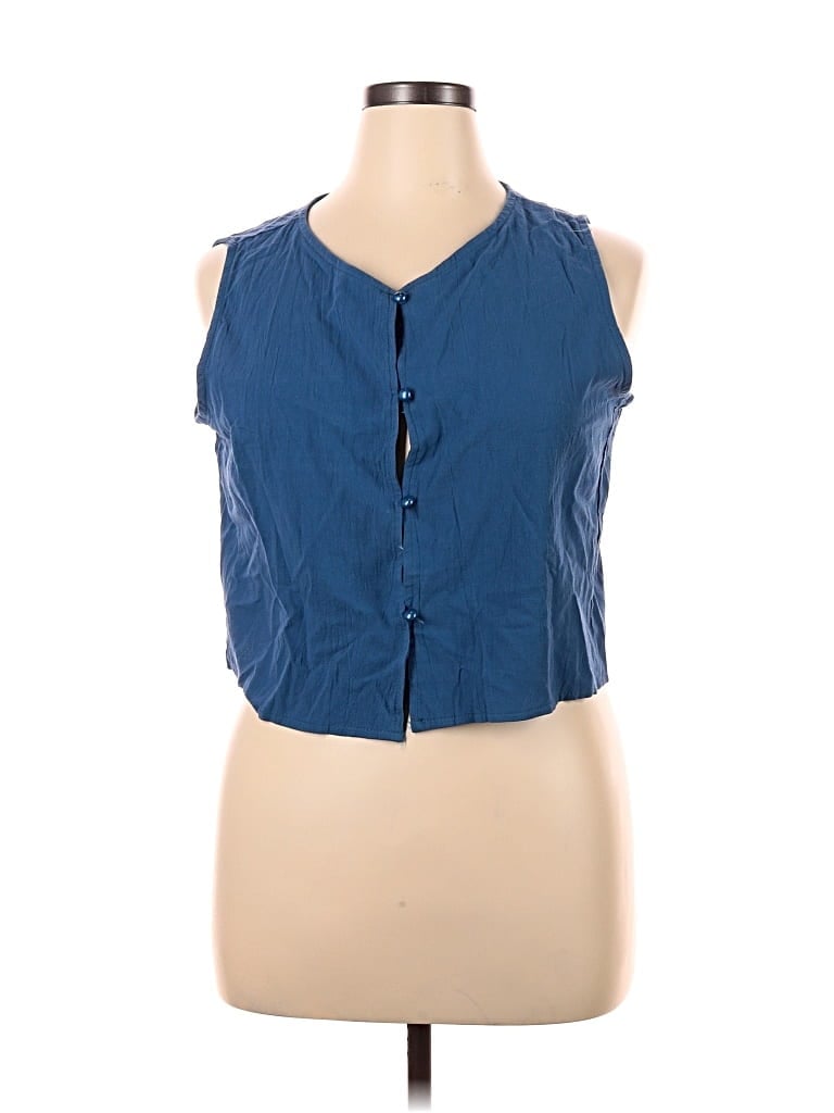 Pre-owned Unbranded Sleeveless Blouse In Blue