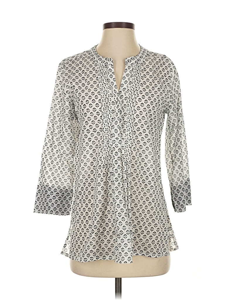 Pre-owned Roller Rabbit 3/4 Sleeve Blouse In Silver