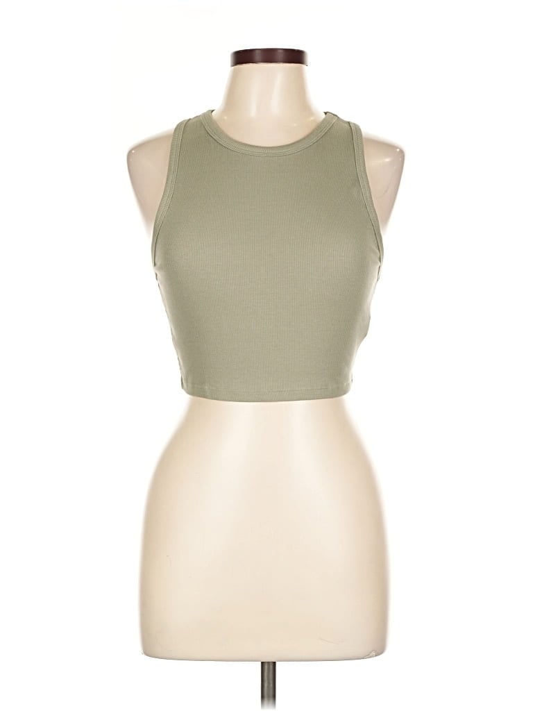 Pre-owned Zara Tank Top Green Halter Neckline Tops