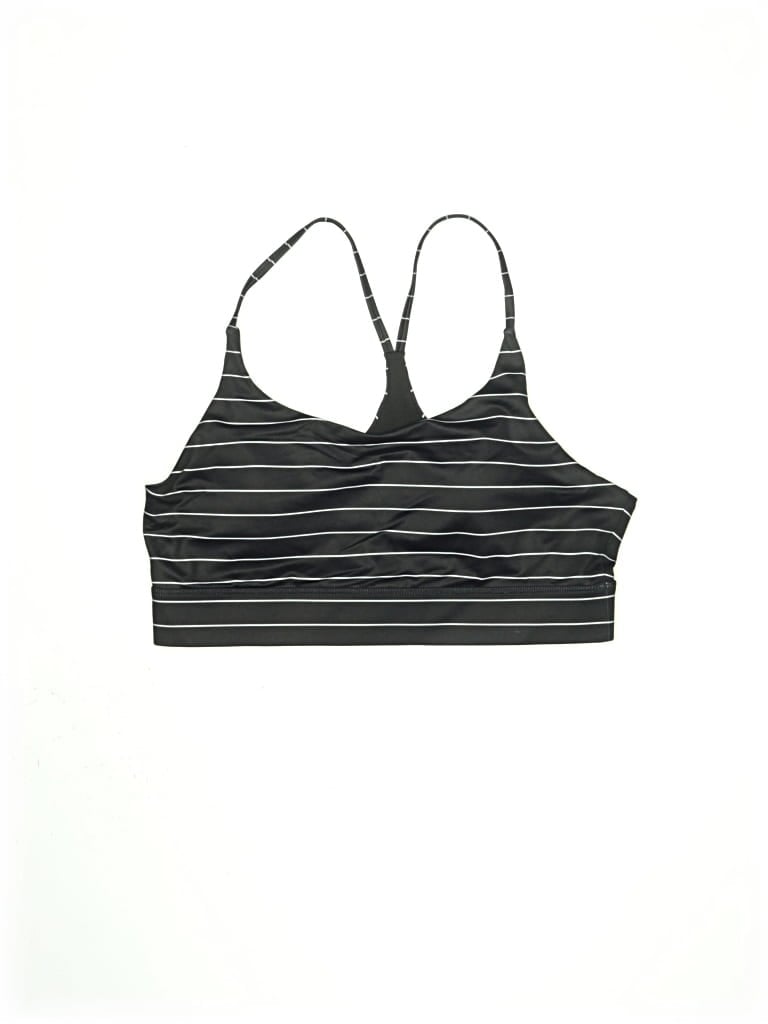 Click to view more detailed imagery on our partner's website Pre-owned Zyia Active Swimsuit Top Black Stripes Pattern Swimwear