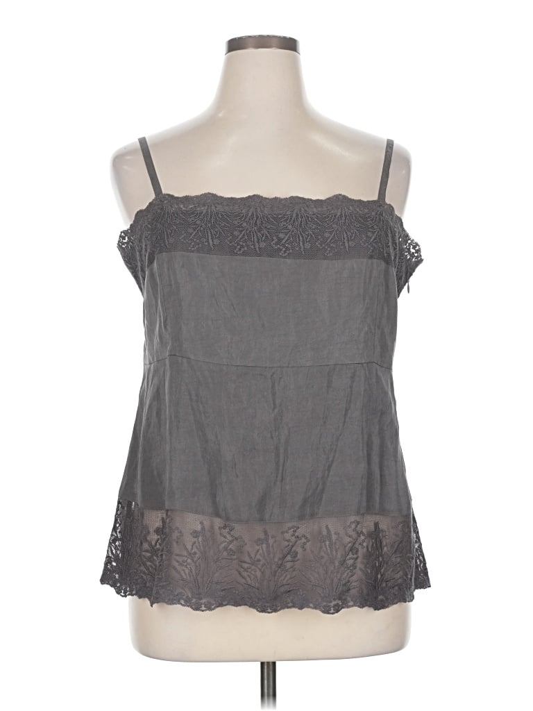 Pre-owned Eileen Fisher Sleeveless Silk Top Gray Strapless Neckline Tops