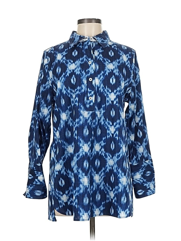 Pre-owned Chico's Long Sleeve Button Down Shirt In Blue