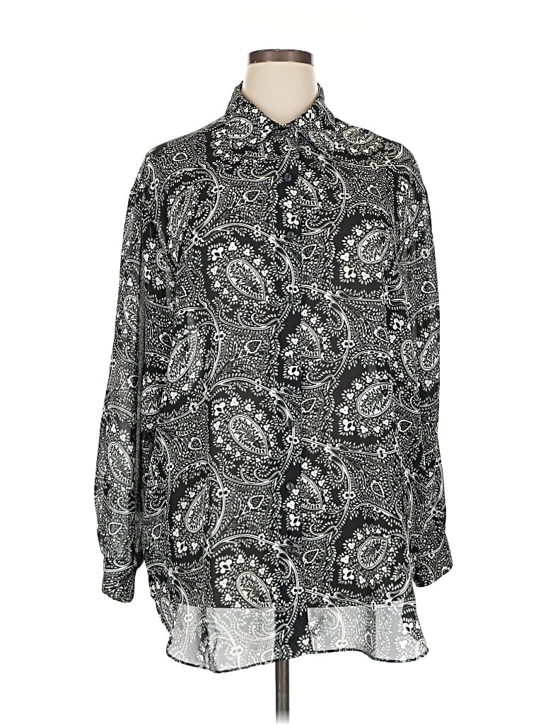 Pre-owned Diane Von Furstenberg Long Sleeve Blouse In Silver