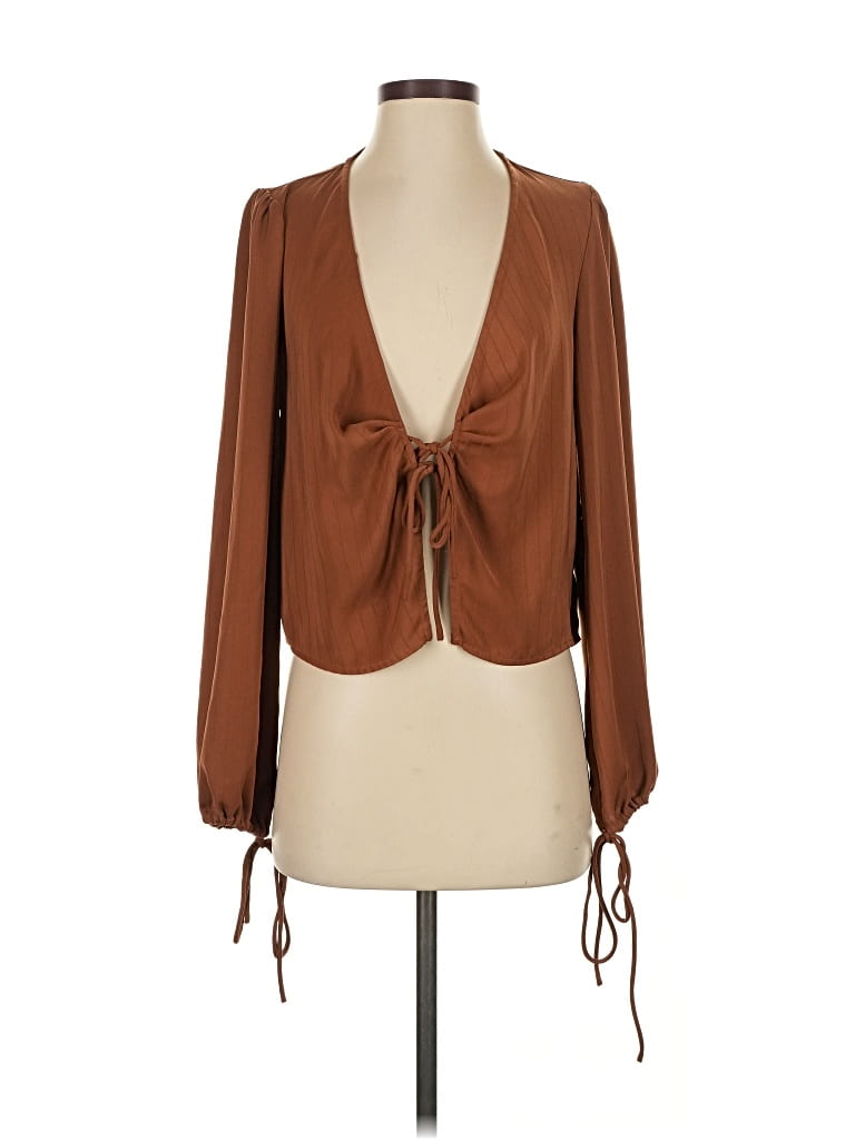 Pre-owned Storia Long Sleeve Blouse In Brown