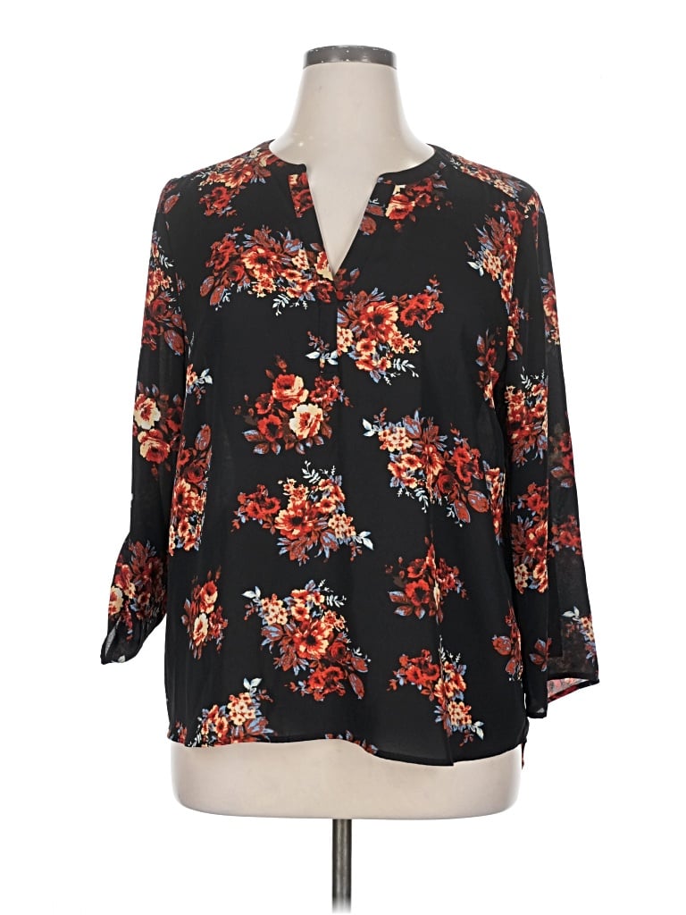 Pre-owned Daniel Rainn 3/4 Sleeve Blouse In Black