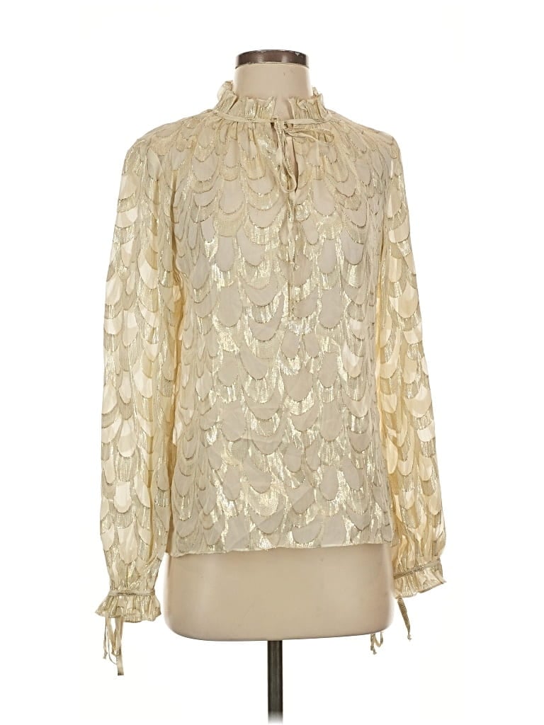 Pre-owned Milly Long Sleeve Blouse In Gold