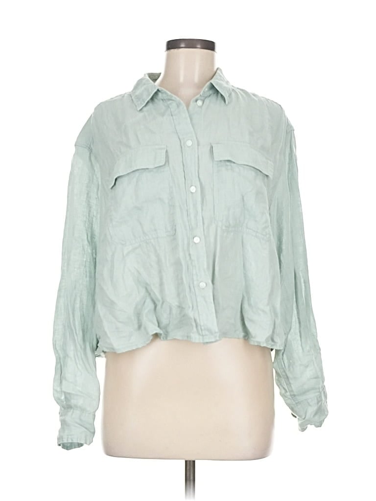 Pre-owned Gap Long Sleeve Blouse In Green