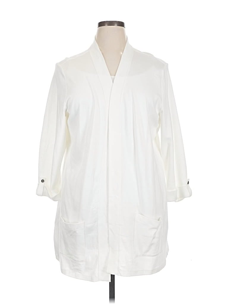 Pre-owned Karen Scott Cardigan Sweater In White
