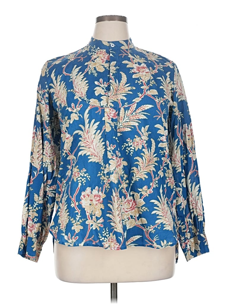 Pre-owned Mille Long Sleeve Blouse In Blue