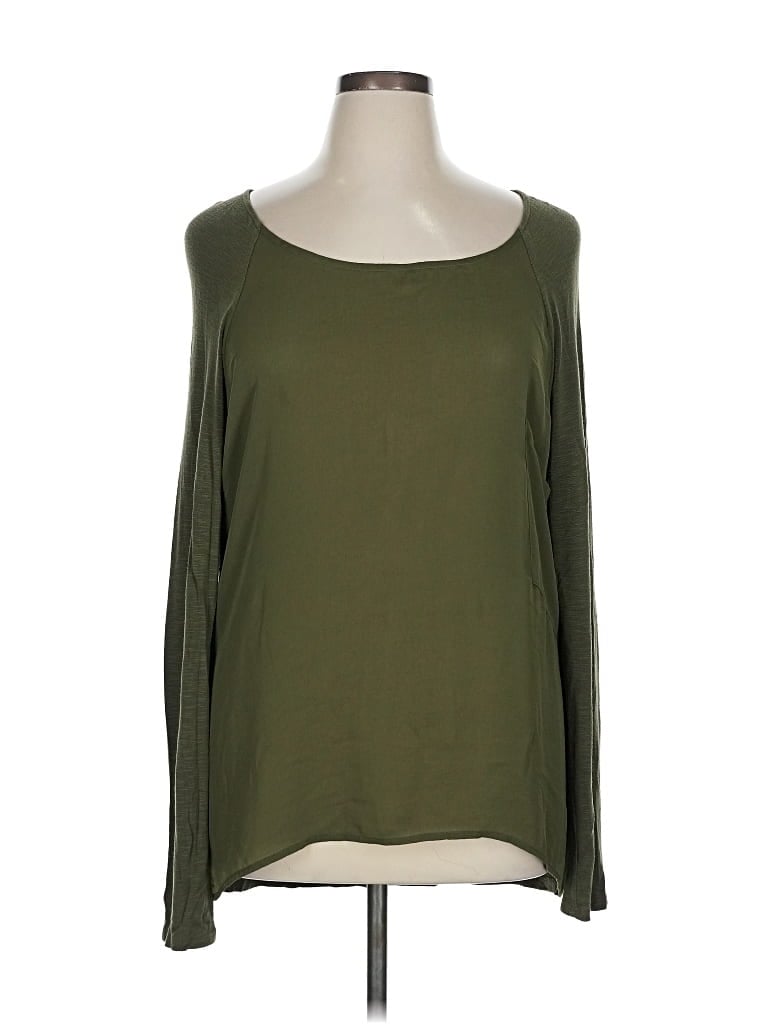 Pre-owned Dolan Long Sleeve Top Green Scoop Neck Tops