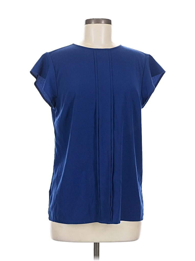 Pre-owned Ann Taylor Short Sleeve Blouse In Blue