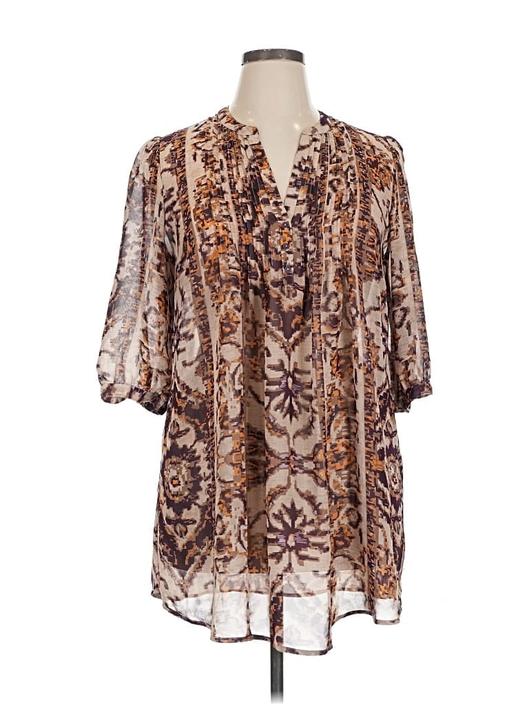 Pre-owned H&m 3/4 Sleeve Blouse In Brown