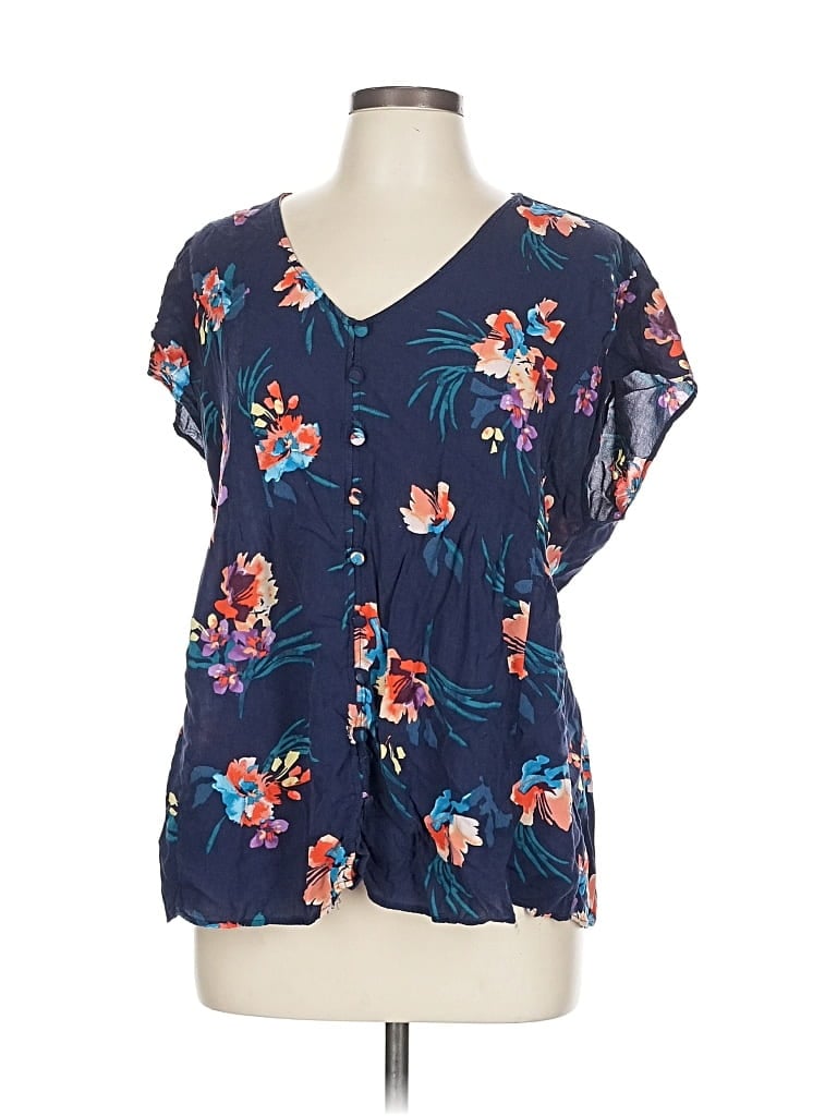 TORRID Pre-owned Short Sleeve Blouse In Blue